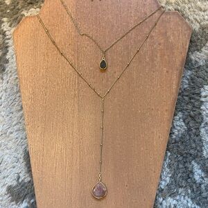 Nordstrom Gold and Pink Multi-Layered Necklace